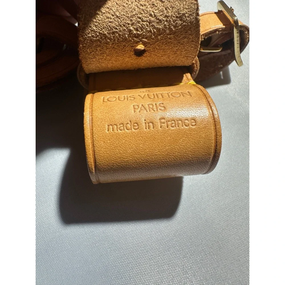 Louis Vuitton Vachetta Leather Luggage Tag and Handle Binder Set Made in France